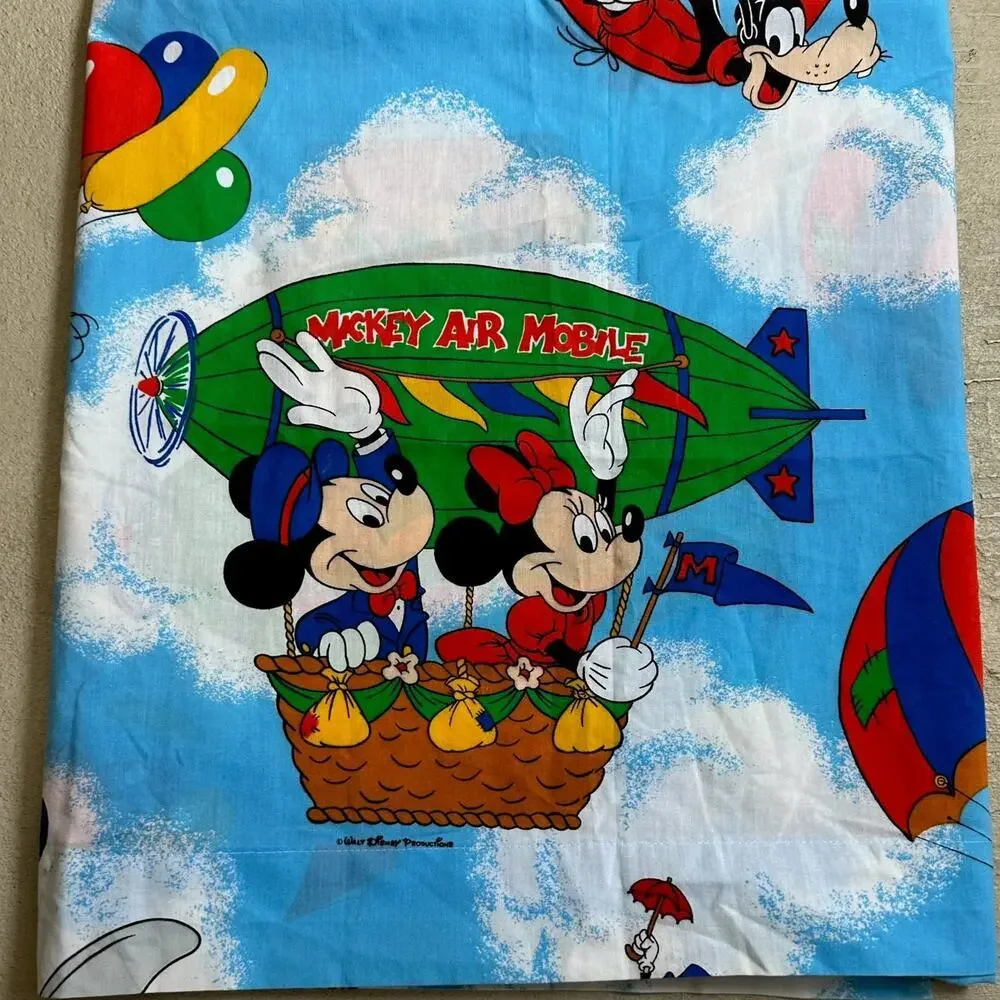 VTG 1980’s Pacific Disney Mickey Air Mobile Twin Size Sheet Flat